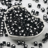 6mm 100pcs Heart Acrylic Beads Square Cube Loose Spacer Beads Jewelry Making