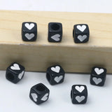 6mm 100pcs Heart Acrylic Beads Square Cube Loose Spacer Beads Jewelry Making
