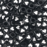 6mm 100pcs Heart Acrylic Beads Square Cube Loose Spacer Beads Jewelry Making