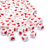 6mm 100pcs Heart Acrylic Beads Square Cube Loose Spacer Beads Jewelry Making