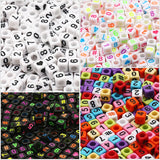 6mm 100pcs Mixed Acrylic Beads Square Number Charm DIY Jewelry Making