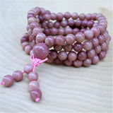 6mm Rhodonite Stone Tassel Necklace Bracelet Japa Spiritual