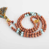6mm Sandalwood Aquamarine Tassel Necklace Spirituality Easter Chakra
