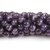 Round Stripe Cape Amethyst Crystal Gemstone Loose Beads for DIY Jewelry