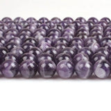 Round Stripe Cape Amethyst Crystal Gemstone Loose Beads for DIY Jewelry