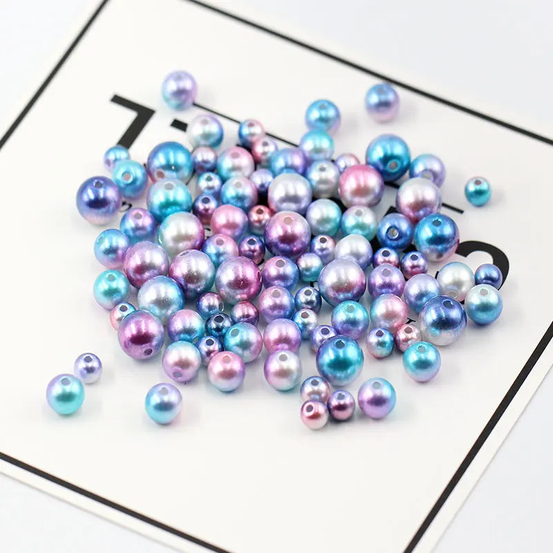 6-12mm Multicolor ABS Round Pearls Resin Loose Beads Necklace DIY
