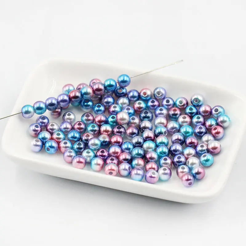 6-12mm Multicolor ABS Round Pearls Resin Loose Beads Necklace DIY