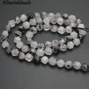 Rutilated Quartz Diamond Cut Round Loose Beads 3 Strands