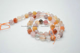 Natural Mix Rutilated Quartz Diamond Cutting Faceted Stone Round Beads