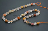 Natural Mix Rutilated Quartz Diamond Cutting Faceted Stone Round Beads