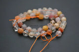 Natural Mix Rutilated Quartz Diamond Cutting Faceted Stone Round Beads
