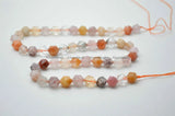 Natural Mix Rutilated Quartz Diamond Cutting Faceted Stone Round Beads