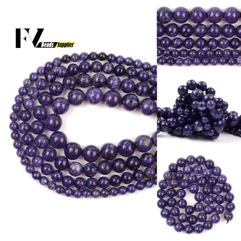 Natural Purple Charoite Round Loose Spacer Stone Beads 6-12mm