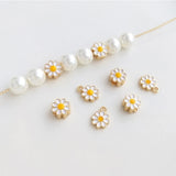 6mm 14K Plated Daisy Flower Spacer Beads Charms for DIY Bracelet Making