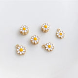 6mm 14K Plated Daisy Flower Spacer Beads Charms for DIY Bracelet Making