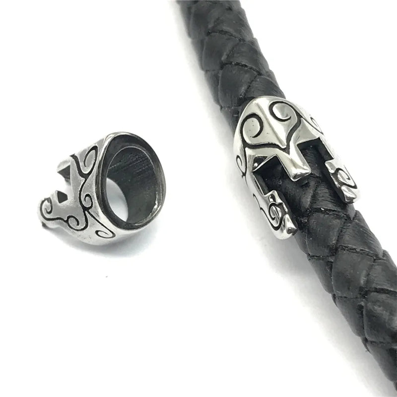 6mm 316l Stainless Steel Warrior Mask Spacer Beads for Men Leather Bracelet