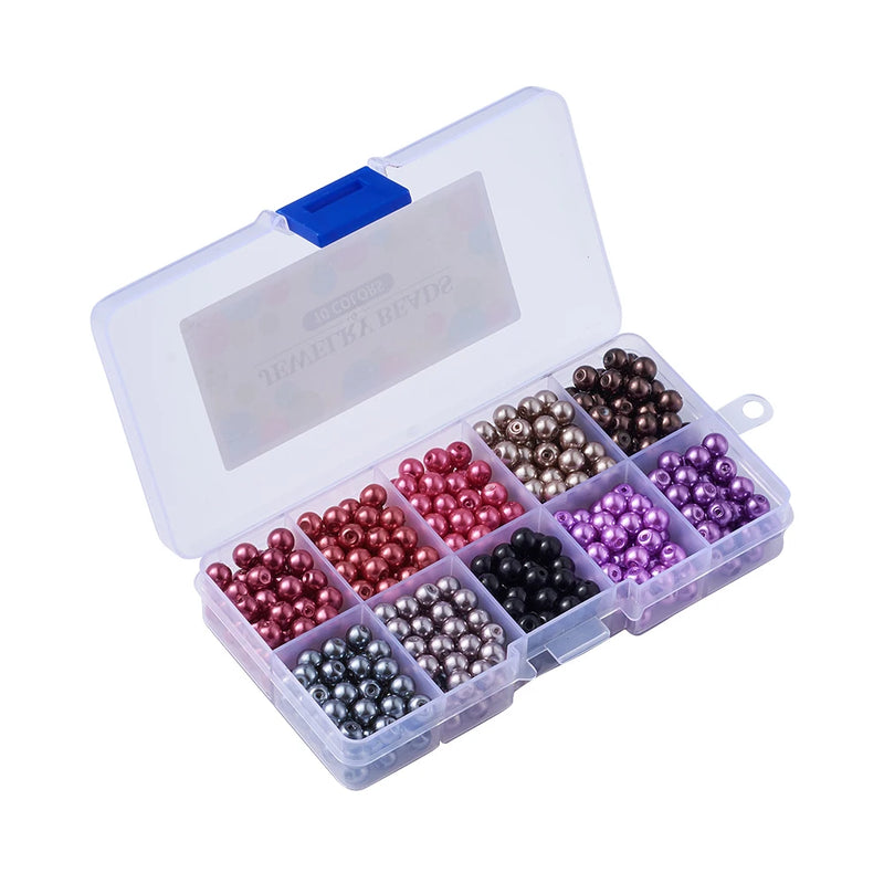 500pcs Mixed Round Glass Pearl Beads for Jewelry Making DIY Bracelet Necklace
