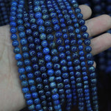 Round Lapis Lazuli Beads Natural Stone DIY Loose Beads 15 inches