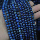 Round Lapis Lazuli Beads Natural Stone DIY Loose Beads 15 inches