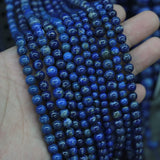 Round Lapis Lazuli Beads Natural Stone DIY Loose Beads 15 inches