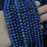 Round Lapis Lazuli Beads Natural Stone DIY Loose Beads 15 inches
