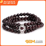 Red Dark Agates Garnet Stone Beads Elastic Bracelet Jewelry For Women