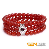 Red Dark Agates Garnet Stone Beads Elastic Bracelet Jewelry For Women