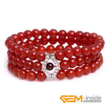 Red Dark Agates Garnet Stone Beads Elastic Bracelet Jewelry For Women