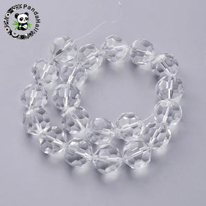 Faceted Glass Round Beads Clear for Jewelry Making