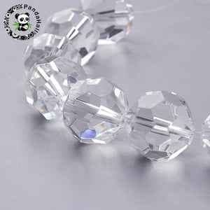 Faceted Glass Round Beads Clear for Jewelry Making