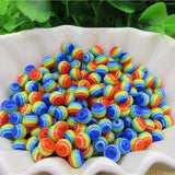 Rainbow Striped Round Resin Beads for Jewelry Making