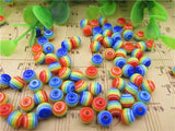 Rainbow Striped Round Resin Beads for Jewelry Making