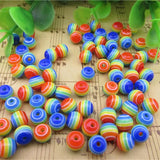 Rainbow Striped Round Resin Beads for Jewelry Making