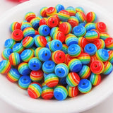 Rainbow Striped Round Resin Beads for Jewelry Making