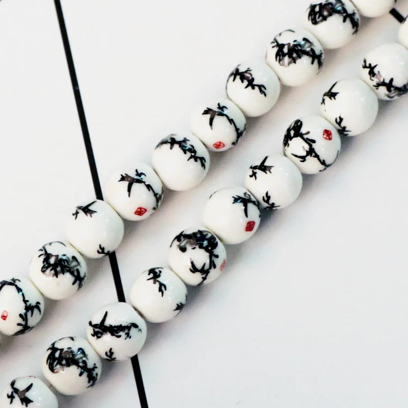 Colorful Flower Print Ceramic Bead Mix for Jewelry DIY