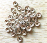 6mm/8mm/10mm Silver Crystal Rhinestone Rondelle Spacer Beads
