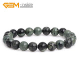 Dark Rhyolite Kambaba Jaspers Round Beaded Bracelet 7Inches