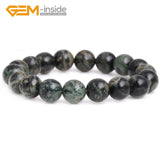 Dark Rhyolite Kambaba Jaspers Round Beaded Bracelet 7Inches