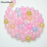 Pink Agate Stone Round Loose Beads for DIY Jewelry Necklace