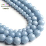 Angelite Stone Round Loose Beads Bracelet 15'' Strand