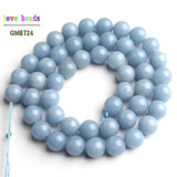 Angelite Stone Round Loose Beads Bracelet 15'' Strand