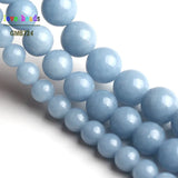 Angelite Stone Round Loose Beads Bracelet 15'' Strand