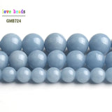 Angelite Stone Round Loose Beads Bracelet 15'' Strand