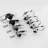 Stainless Steel Ear Clip Wire Hook Earrings with Bezel Base DIY Findings