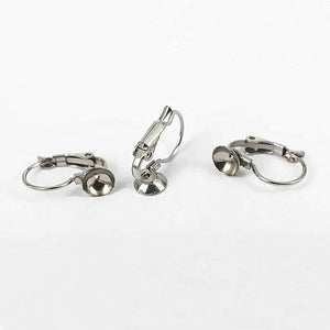 Stainless Steel Ear Clip Wire Hook Earrings with Bezel Base DIY Findings