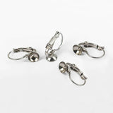 Stainless Steel Ear Clip Wire Hook Earrings with Bezel Base DIY Findings