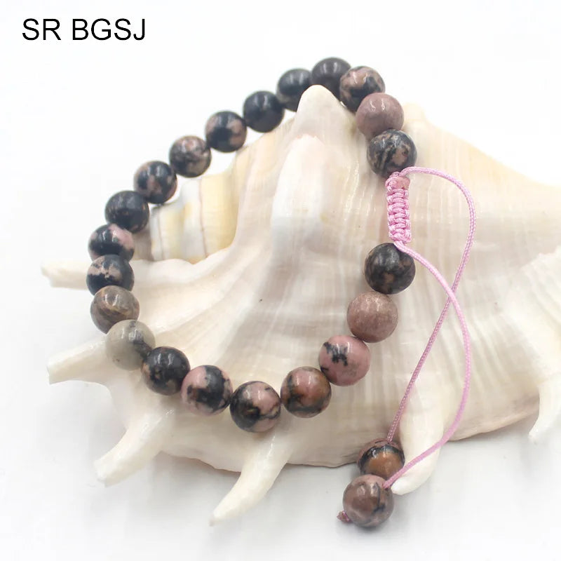 Rhodonite Adjustable Bracelet Natural Stone Jewelry