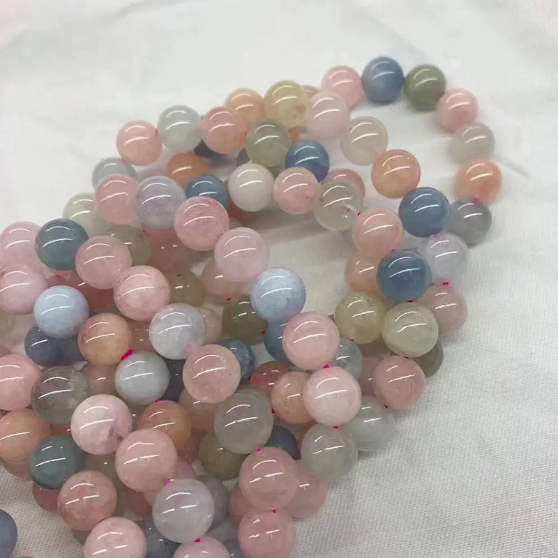 Morganite Stone Bracelet 6mm 8mm 10mm Natural Gemstone Jewelry