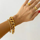 Stainless Steel Unisex Chunky Bracelet Cuban Box Chain Statement Jewelry