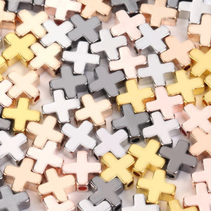 30pcs Copper Metal Silver Cross Spacer Beads for Jewelry Making